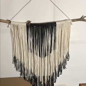 Macrame driftwood Hanging Large Bohemian Yarn Tapestry Black Wall Décor branch